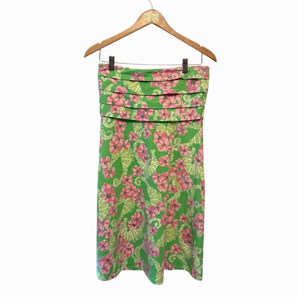Vintage Lilly Pulitzer Petula Limeade Floater Coral Me Crazy Strapless Dress M - Picture 11 of 13